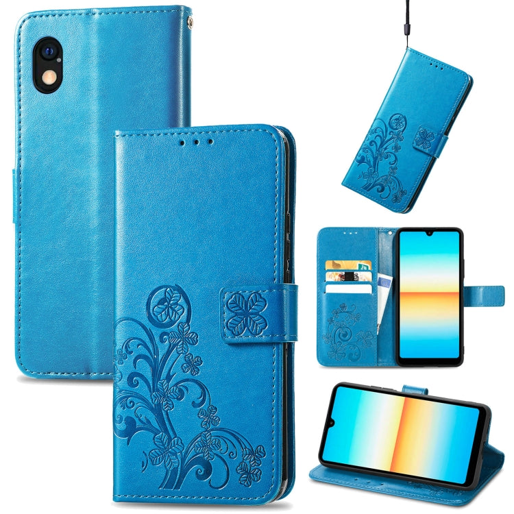 For Sony Xperia Ace III Four-leaf Clasp Embossed Buckle Leather Phone Case