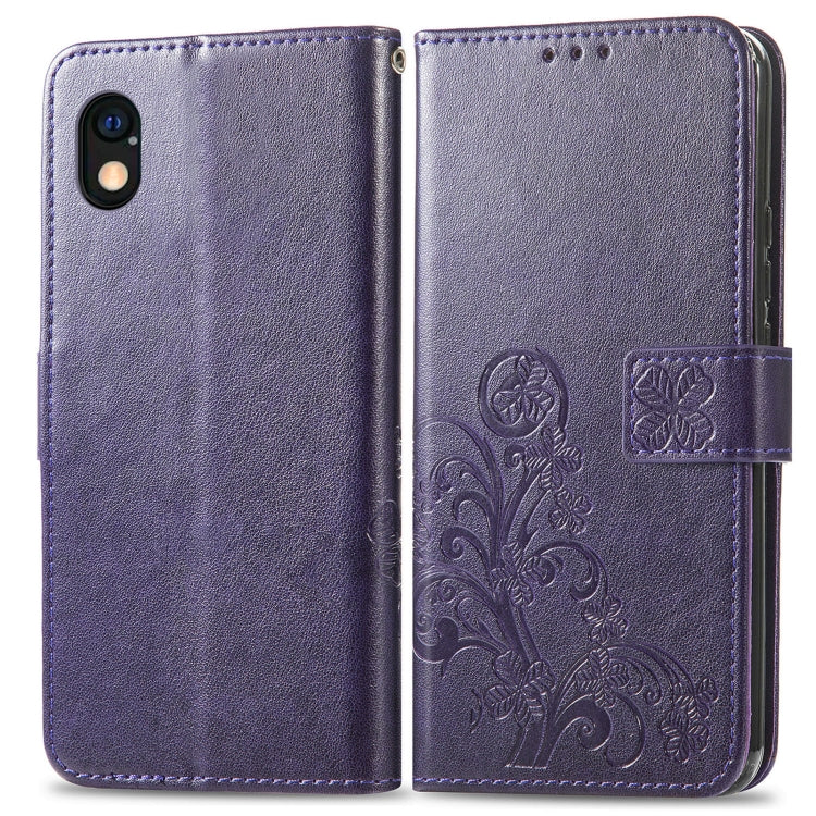 For Sony Xperia Ace III Four-leaf Clasp Embossed Buckle Leather Phone Case