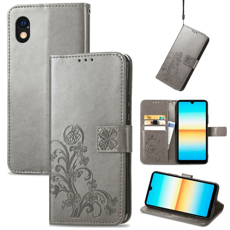 For Sony Xperia Ace III Four-leaf Clasp Embossed Buckle Leather Phone Case