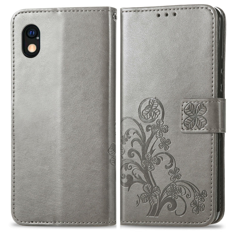 For Sony Xperia Ace III Four-leaf Clasp Embossed Buckle Leather Phone Case
