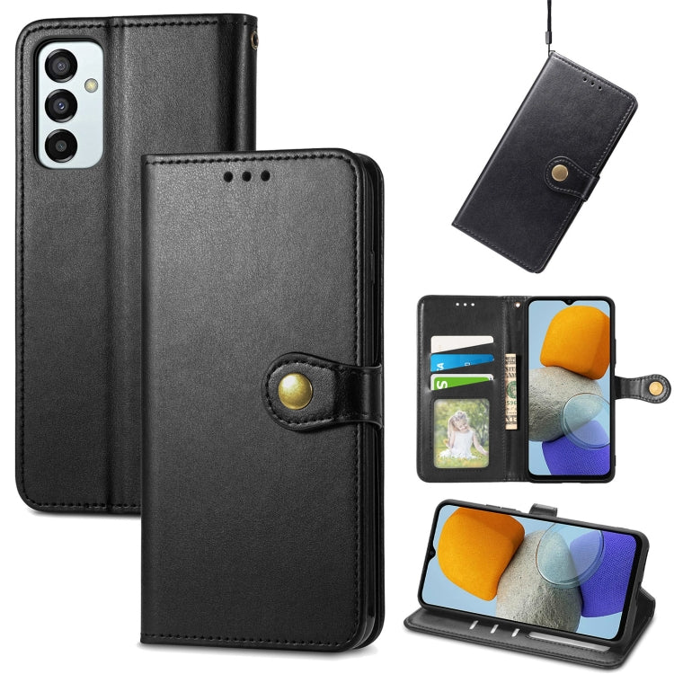 For Samsung Galaxy M23 Solid Color Leather Buckle Phone Case