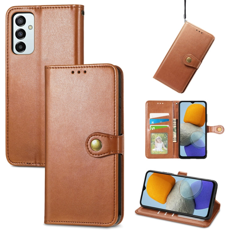 For Samsung Galaxy M23 Solid Color Leather Buckle Phone Case