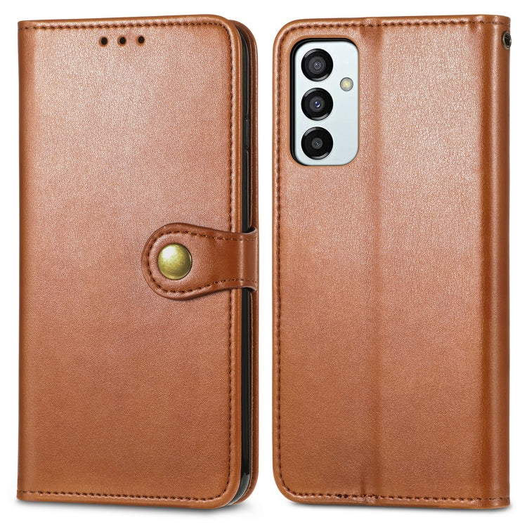 For Samsung Galaxy M23 Solid Color Leather Buckle Phone Case
