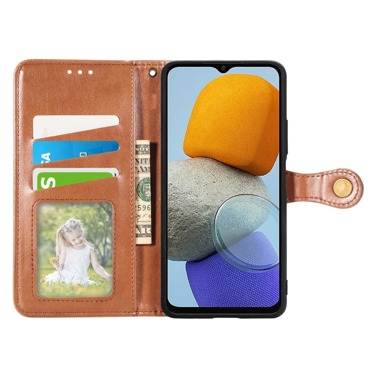 For Samsung Galaxy M23 Solid Color Leather Buckle Phone Case