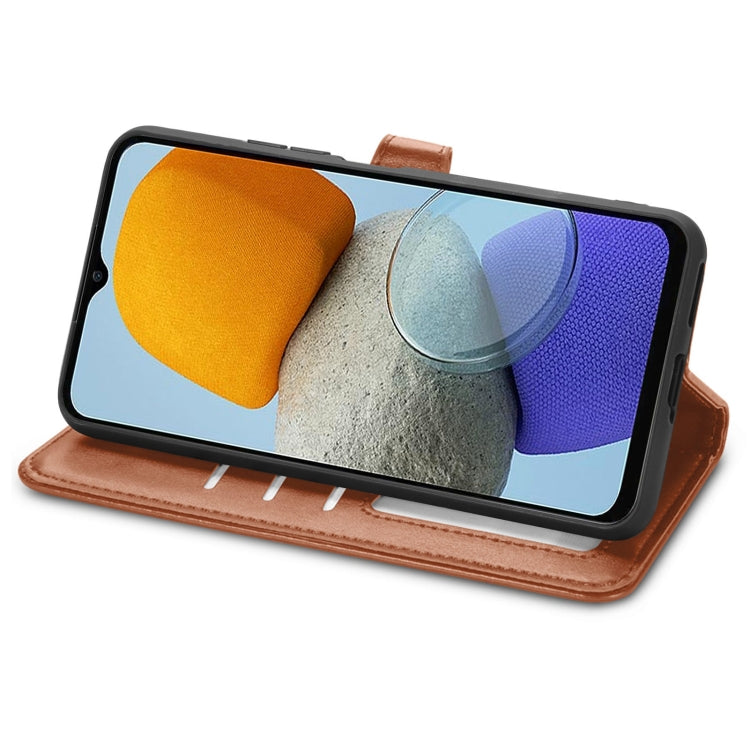 For Samsung Galaxy M23 Solid Color Leather Buckle Phone Case
