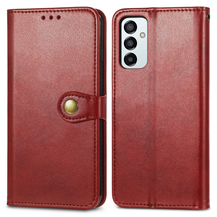 For Samsung Galaxy M23 Solid Color Leather Buckle Phone Case