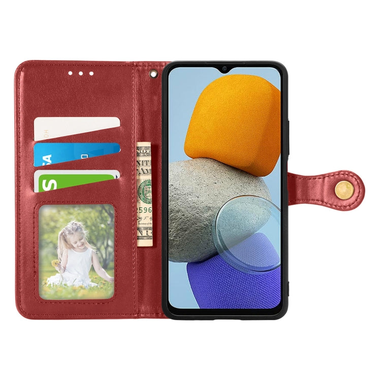 For Samsung Galaxy M23 Solid Color Leather Buckle Phone Case