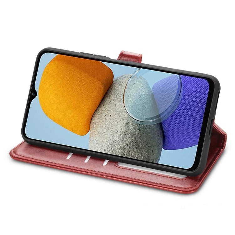 For Samsung Galaxy M23 Solid Color Leather Buckle Phone Case
