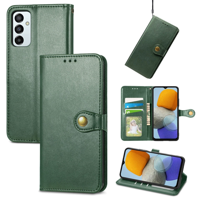 For Samsung Galaxy M23 Solid Color Leather Buckle Phone Case