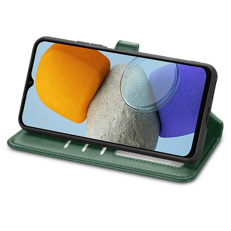 For Samsung Galaxy M23 Solid Color Leather Buckle Phone Case