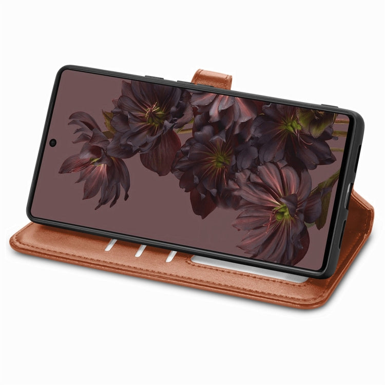 For Google Pixel 7 5G Retro Solid Color Buckle Leather Phone Case