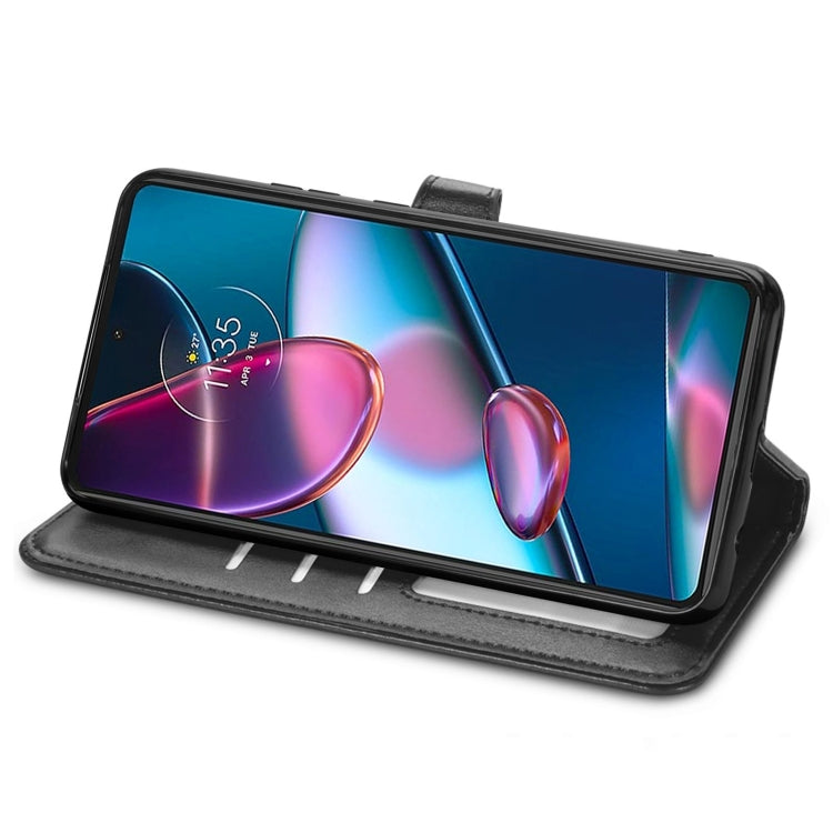 For Motorola Edge 30 Pro Retro Solid Color Buckle Leather Phone Case