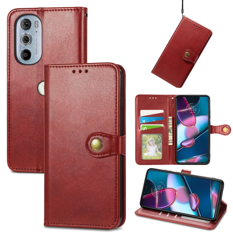 For Motorola Edge 30 Pro Retro Solid Color Buckle Leather Phone Case