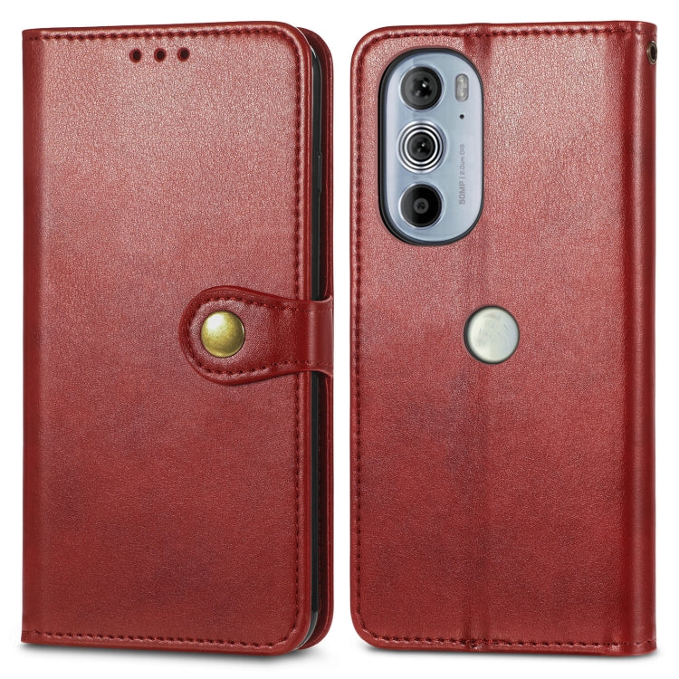 For Motorola Edge 30 Pro Retro Solid Color Buckle Leather Phone Case
