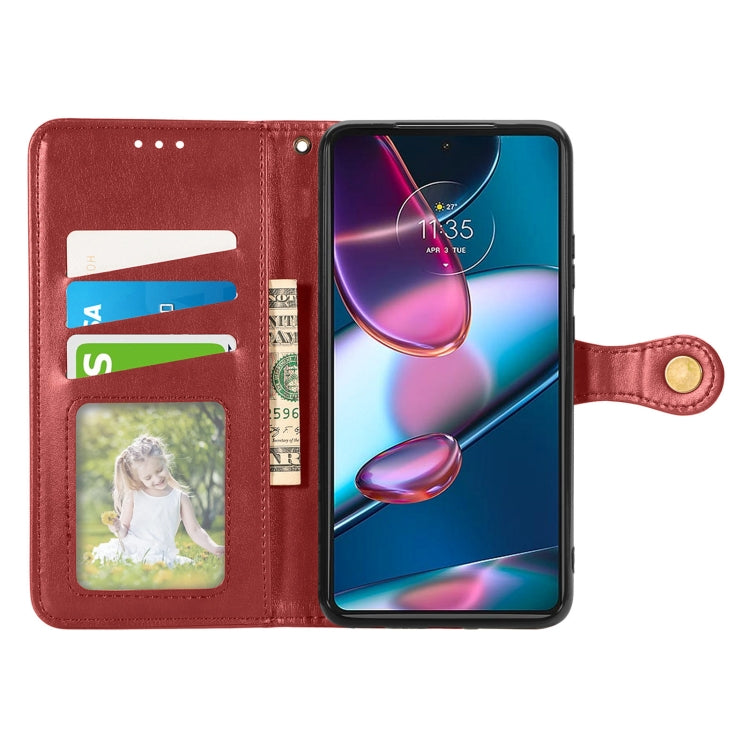 For Motorola Edge 30 Pro Retro Solid Color Buckle Leather Phone Case