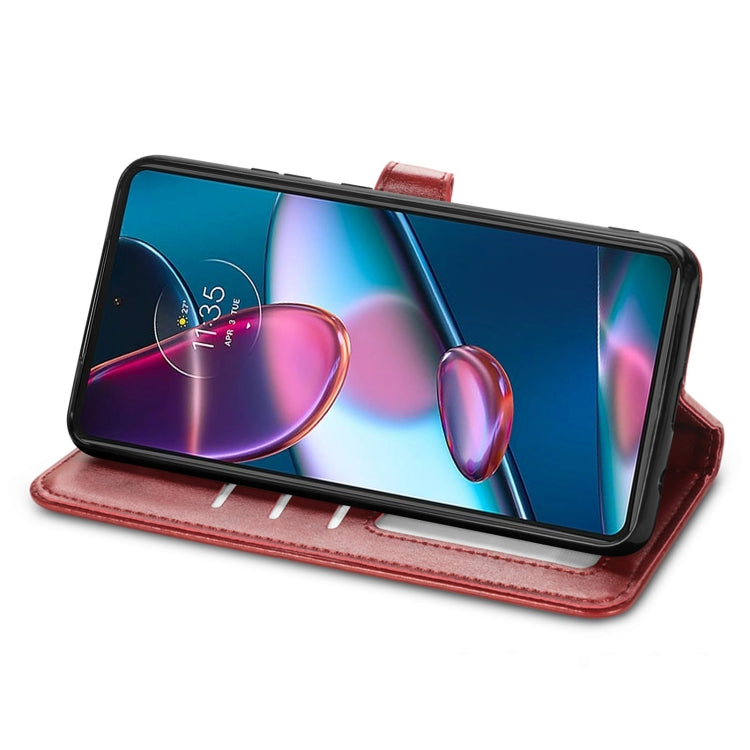 For Motorola Edge 30 Pro Retro Solid Color Buckle Leather Phone Case