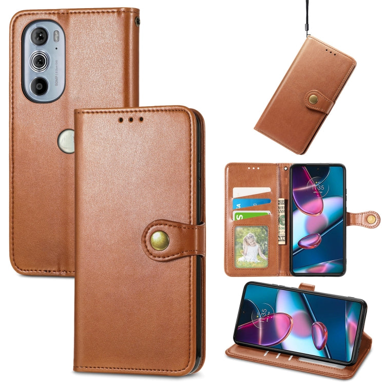 For Motorola Edge 30 Pro Retro Solid Color Buckle Leather Phone Case