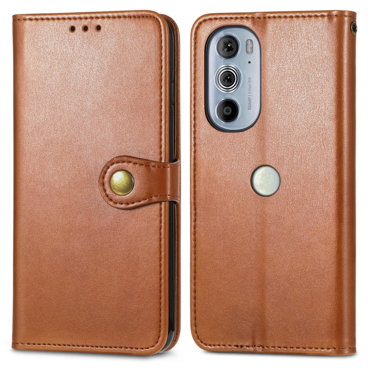 For Motorola Edge 30 Pro Retro Solid Color Buckle Leather Phone Case