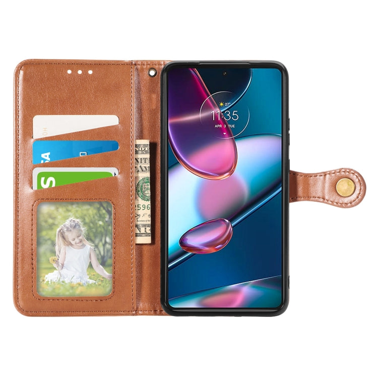 For Motorola Edge 30 Pro Retro Solid Color Buckle Leather Phone Case