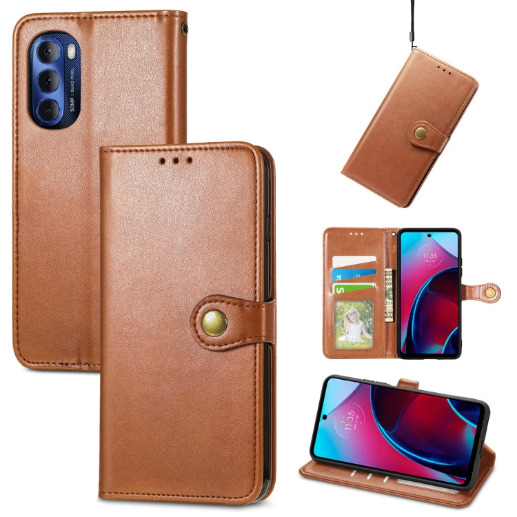 For Motorola Moto G Stylus 2022 5G Retro Solid Color Buckle Leather Phone Case
