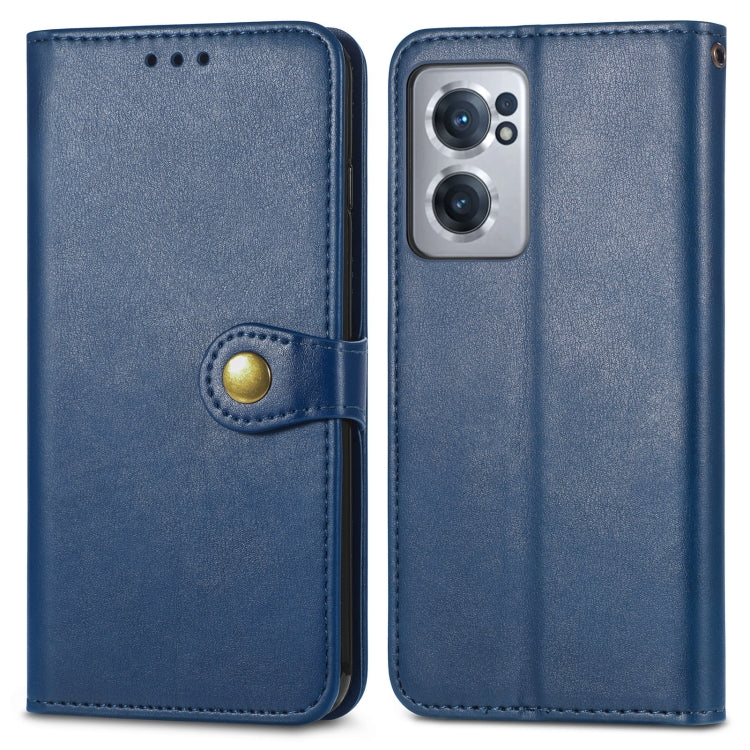 For OnePlus Nord CE 2 5G Retro Solid Color Buckle Leather Phone Case