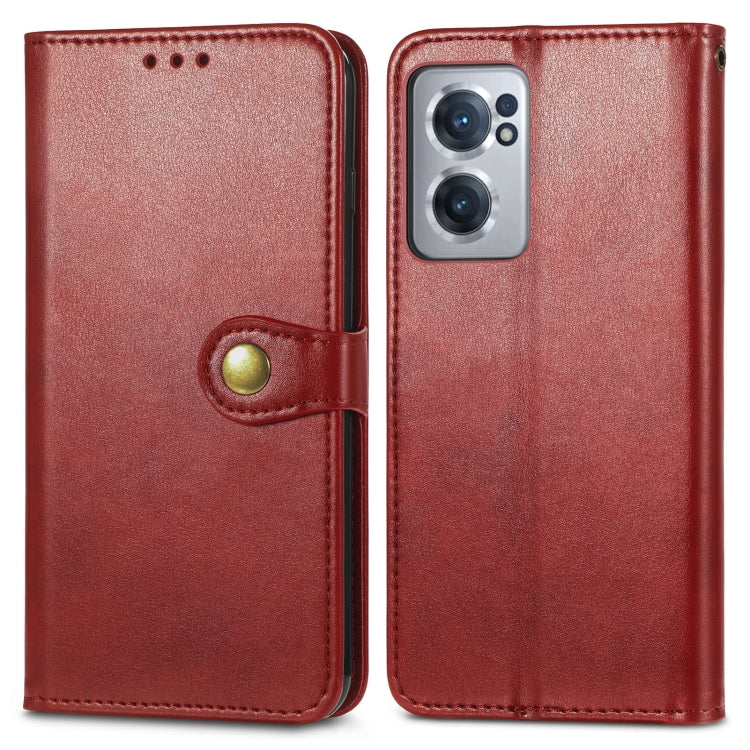 For OnePlus Nord CE 2 5G Retro Solid Color Buckle Leather Phone Case
