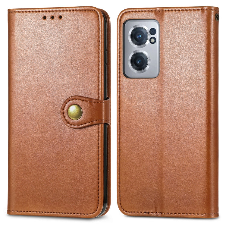 For OnePlus Nord CE 2 5G Retro Solid Color Buckle Leather Phone Case