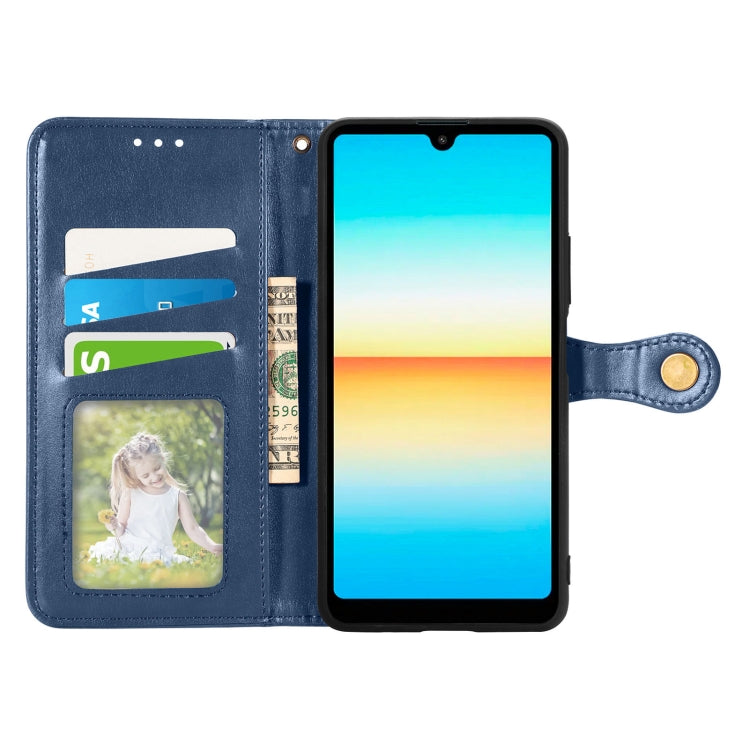 For Sony Xperia Ace III Retro Solid Color Buckle Leather Phone Case