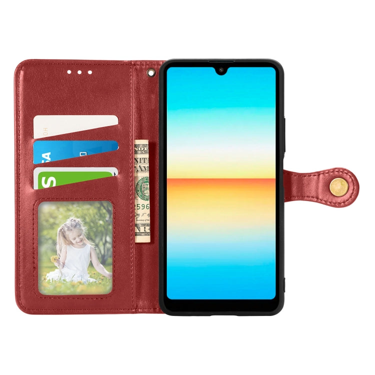 For Sony Xperia Ace III Retro Solid Color Buckle Leather Phone Case