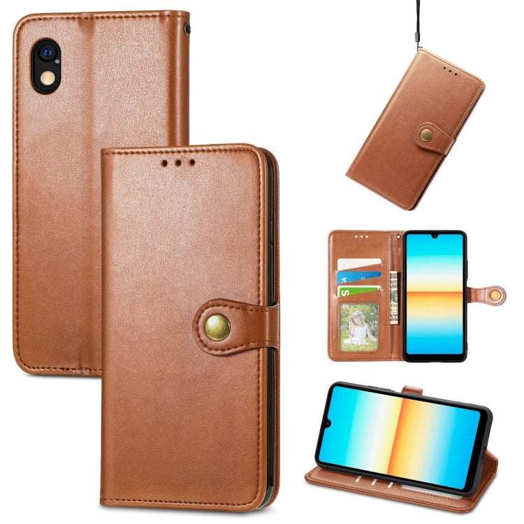For Sony Xperia Ace III Retro Solid Color Buckle Leather Phone Case