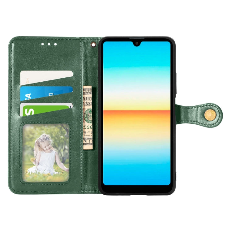 For Sony Xperia Ace III Retro Solid Color Buckle Leather Phone Case