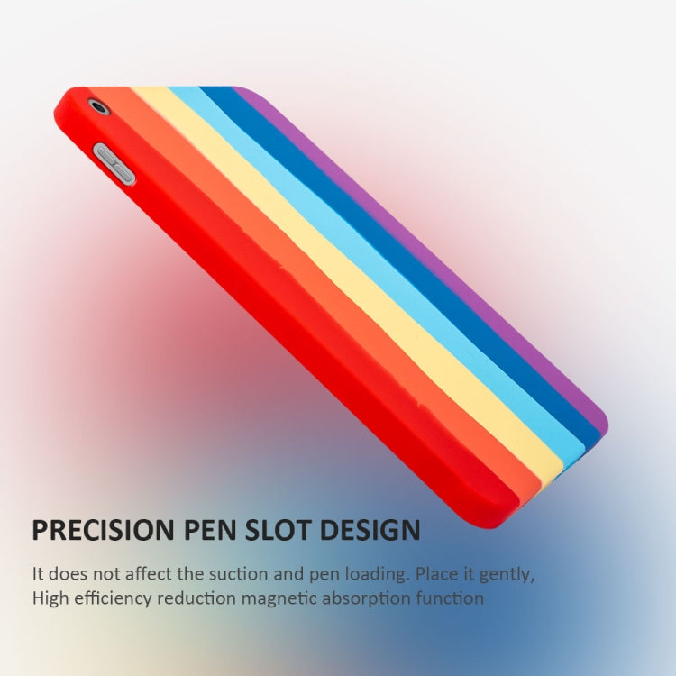 For iPad 10.2 2021 / 2020 / 2019 Liquid Silicone Magnetic Pen Function Tablet Case(Rainbow)