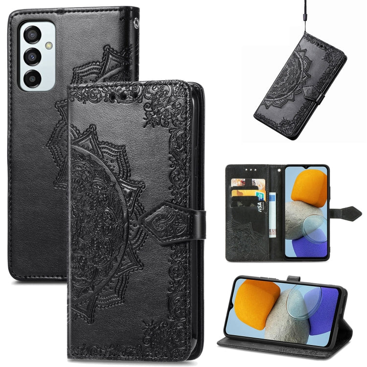 For Samsung Galaxy M23 Mandala Flower Embossed Leather Phone Case