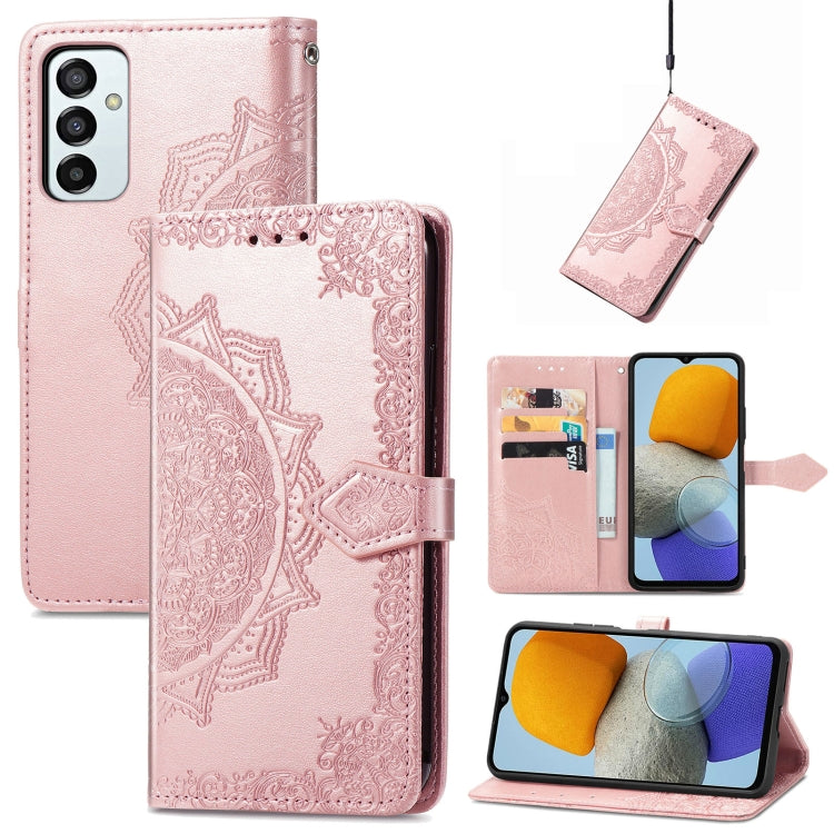 For Samsung Galaxy M23 Mandala Flower Embossed Leather Phone Case