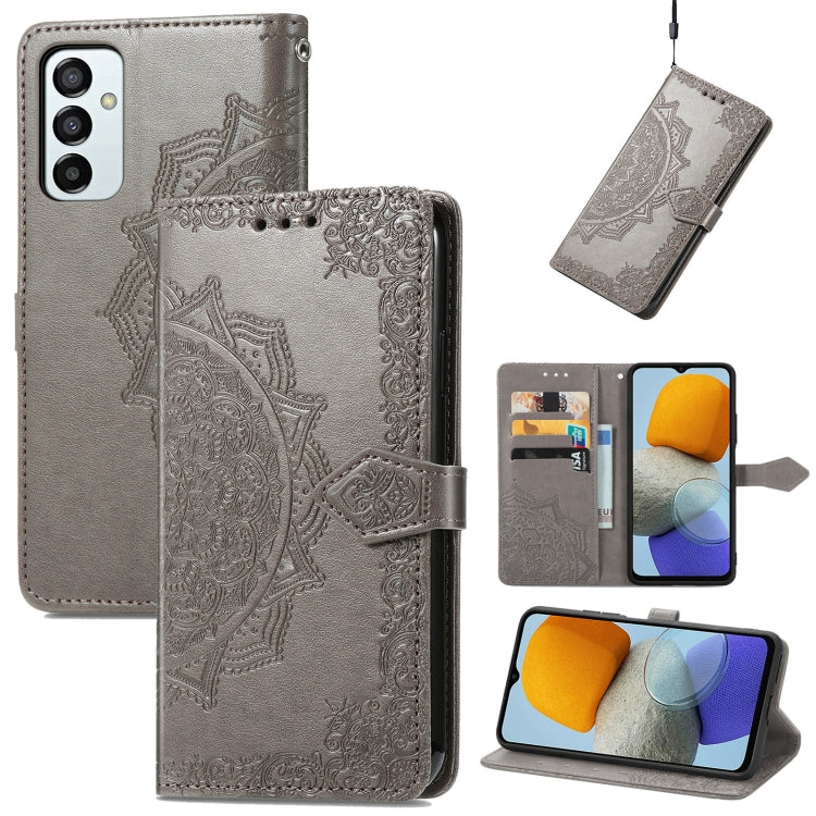 For Samsung Galaxy M23 Mandala Flower Embossed Leather Phone Case