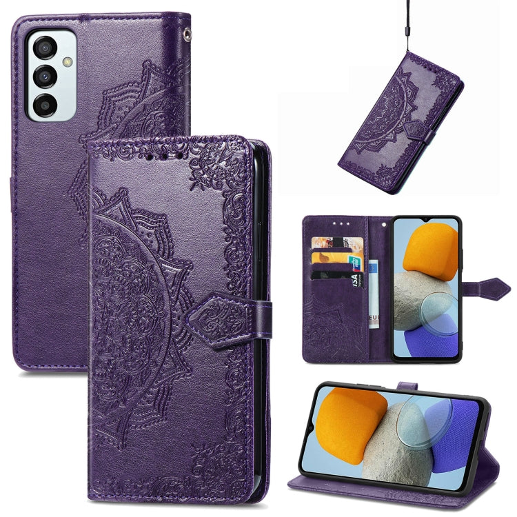 For Samsung Galaxy M23 Mandala Flower Embossed Leather Phone Case