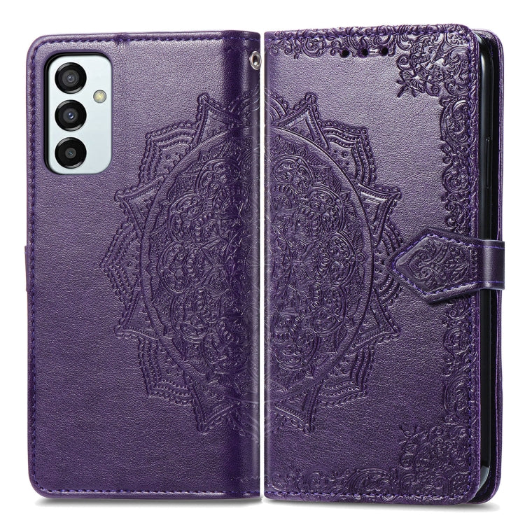 For Samsung Galaxy M23 Mandala Flower Embossed Leather Phone Case