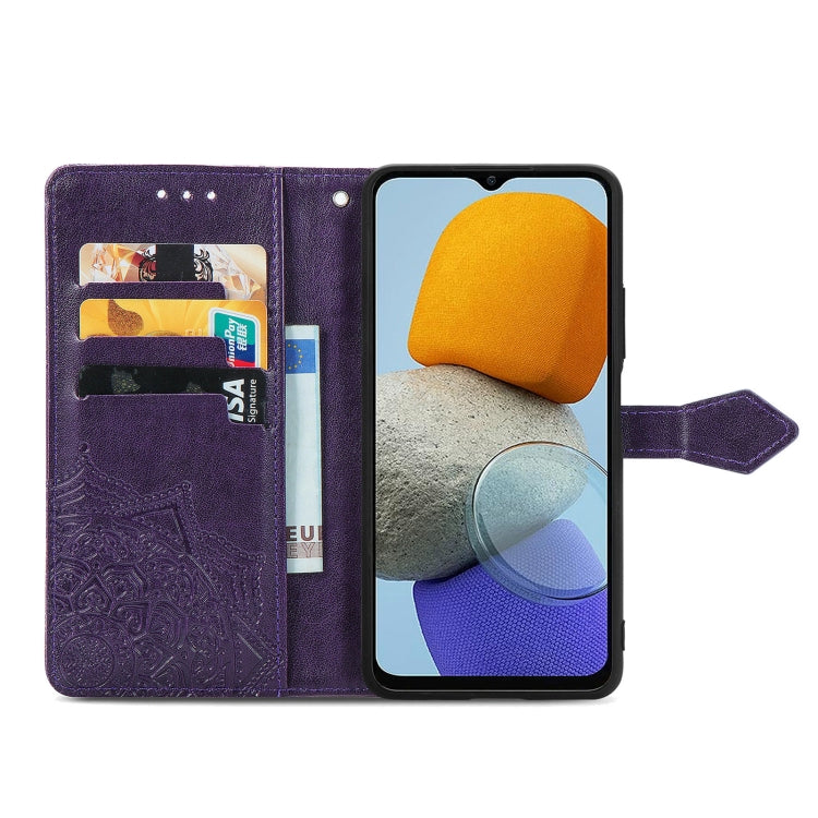 For Samsung Galaxy M23 Mandala Flower Embossed Leather Phone Case