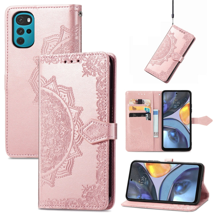 For Motorola Moto G22 Mandala Flower Embossed Leather Phone Case