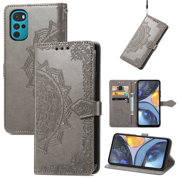 For Motorola Moto G22 Mandala Flower Embossed Leather Phone Case