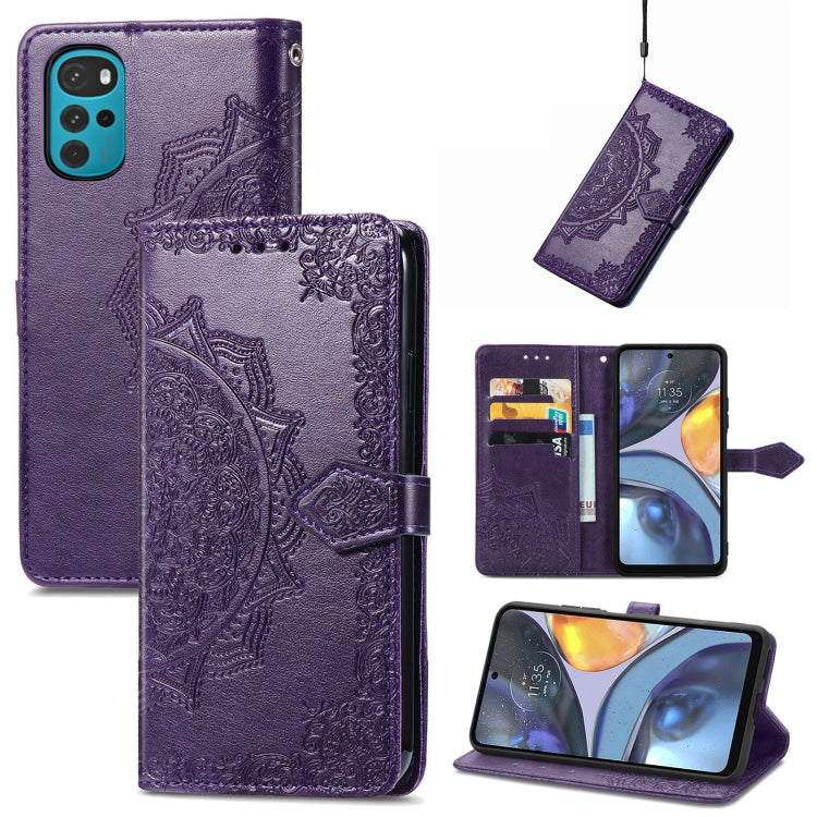 For Motorola Moto G22 Mandala Flower Embossed Leather Phone Case