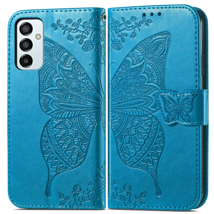 For Samsung Galaxy M23 Butterfly Love Flower Embossed Leather Phone Case