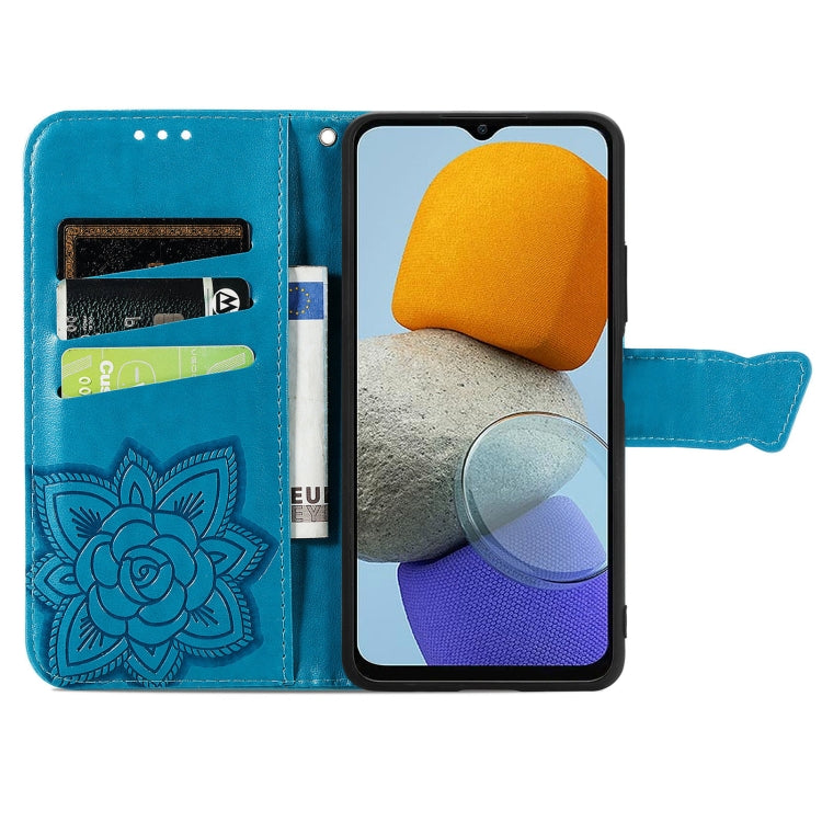 For Samsung Galaxy M23 Butterfly Love Flower Embossed Leather Phone Case