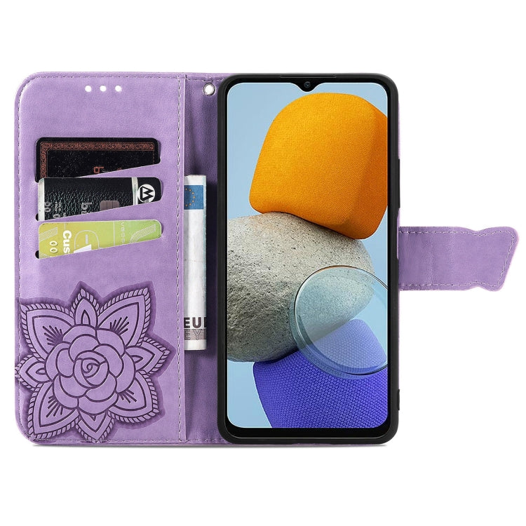 For Samsung Galaxy M23 Butterfly Love Flower Embossed Leather Phone Case