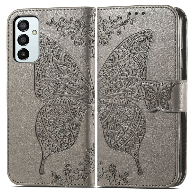 For Samsung Galaxy M23 Butterfly Love Flower Embossed Leather Phone Case