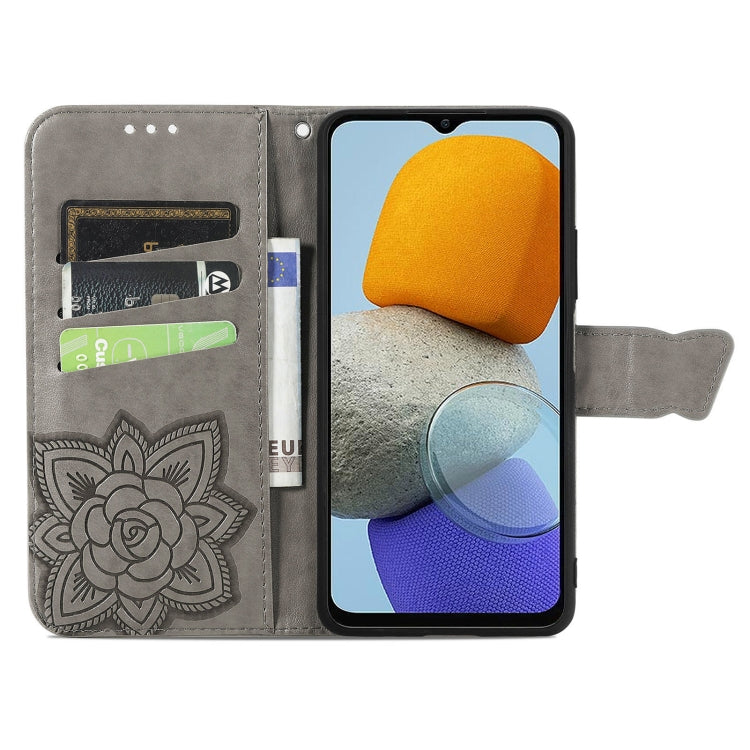 For Samsung Galaxy M23 Butterfly Love Flower Embossed Leather Phone Case