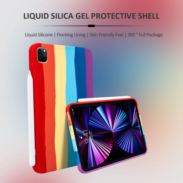 For iPad Pro 11 2018 / 2020 / 2021 Liquid Silicone Magnetic Pen Function Tablet Case(Rainbow)