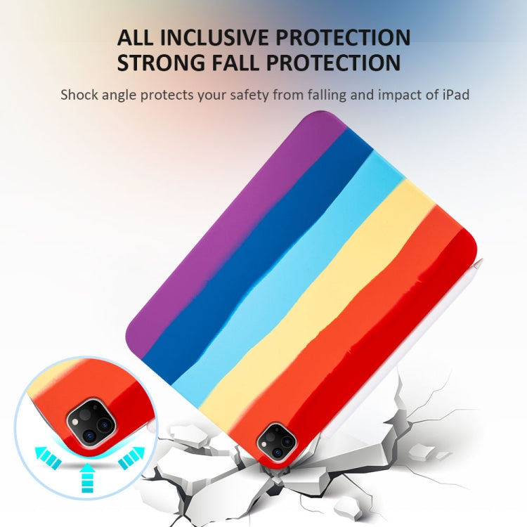 For iPad Pro 11 2018 / 2020 / 2021 Liquid Silicone Magnetic Pen Function Tablet Case(Rainbow)
