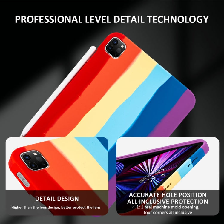 For iPad Pro 11 2018 / 2020 / 2021 Liquid Silicone Magnetic Pen Function Tablet Case(Rainbow)
