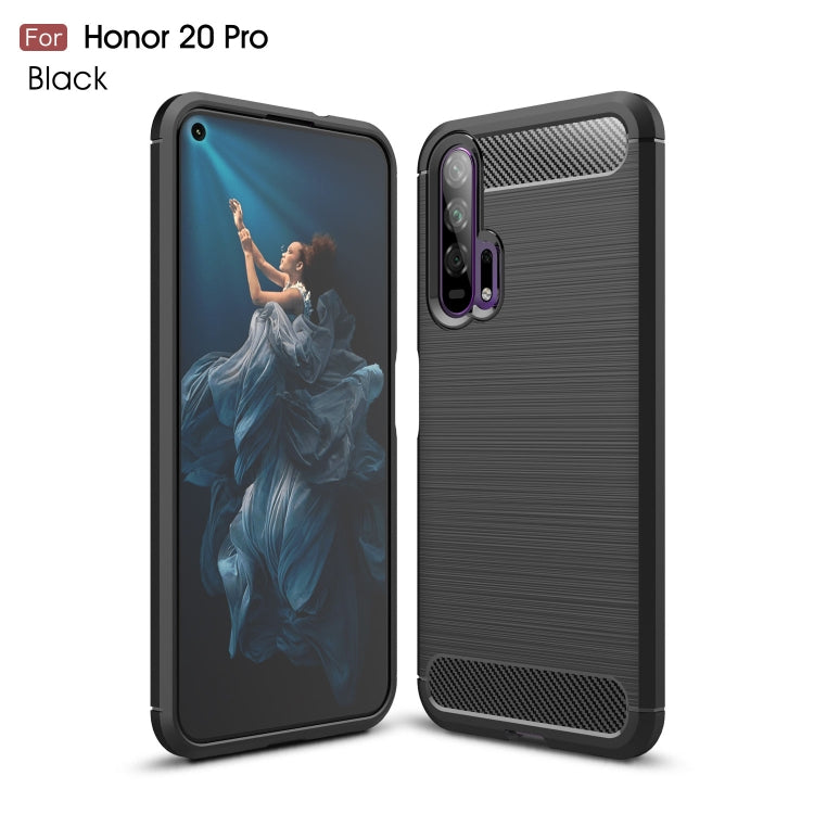 Brushed Texture Carbon Fiber TPU Case for Huawei Honor 20 Pro(Black)